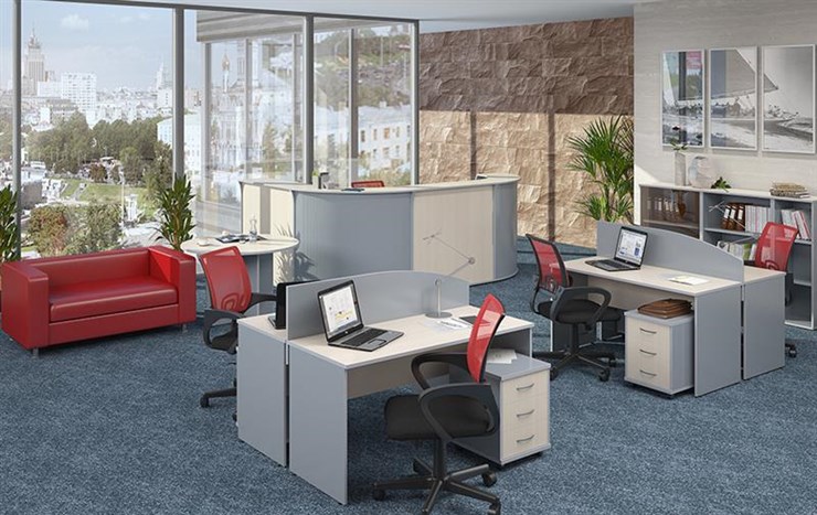 Офисный набор мебели IMAGO четыре рабочих места, стол для переговоров в Саратове - изображение 1